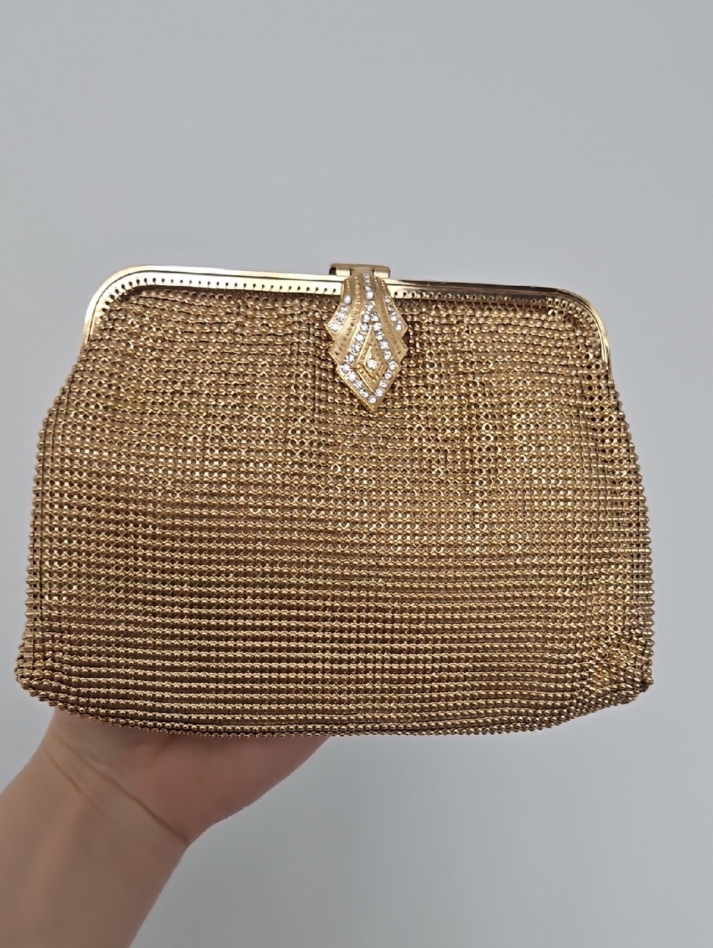 Vintage Whiting & Davis Gold Mesh Evening Clutch Handbag